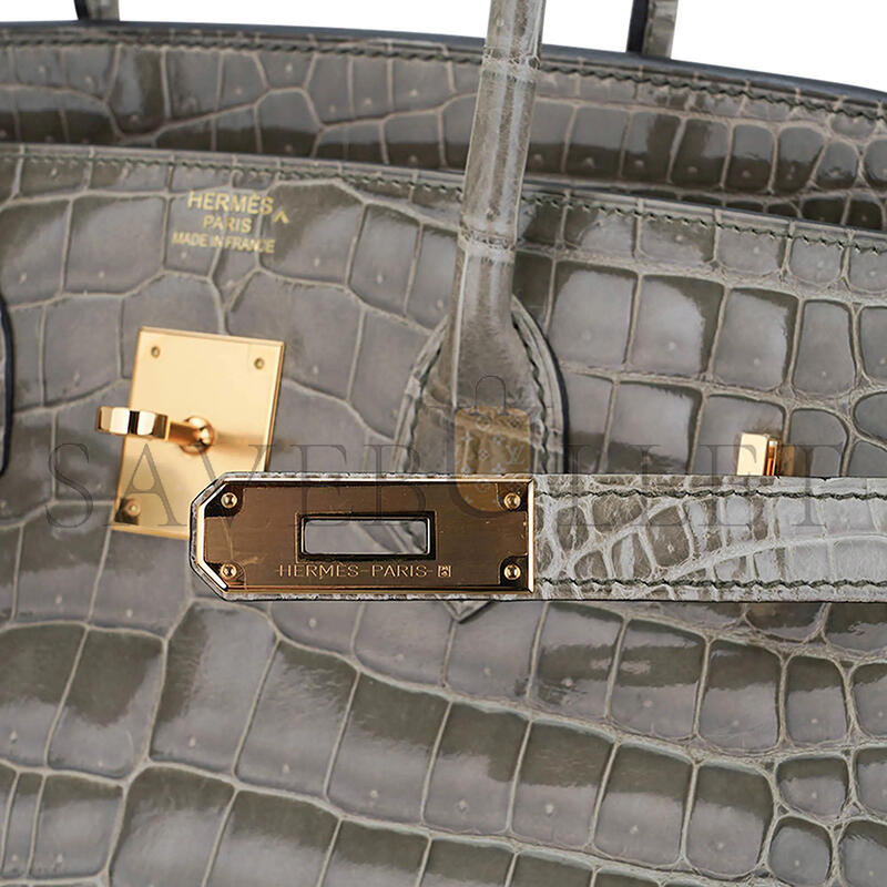 H**me5 master birkin 35 bag gris tourterelle porosus crocodile with gold hardware (35*25*18cm)