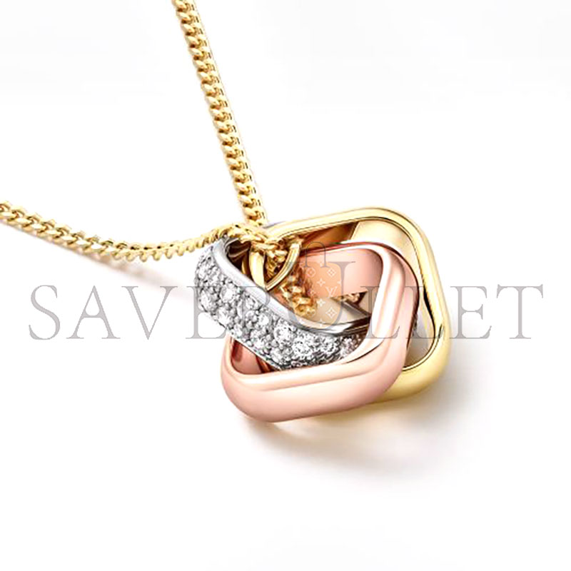 ca*t1er trinity cushion-shaped pendant necklace half-paved with D1am0nds n7424481
