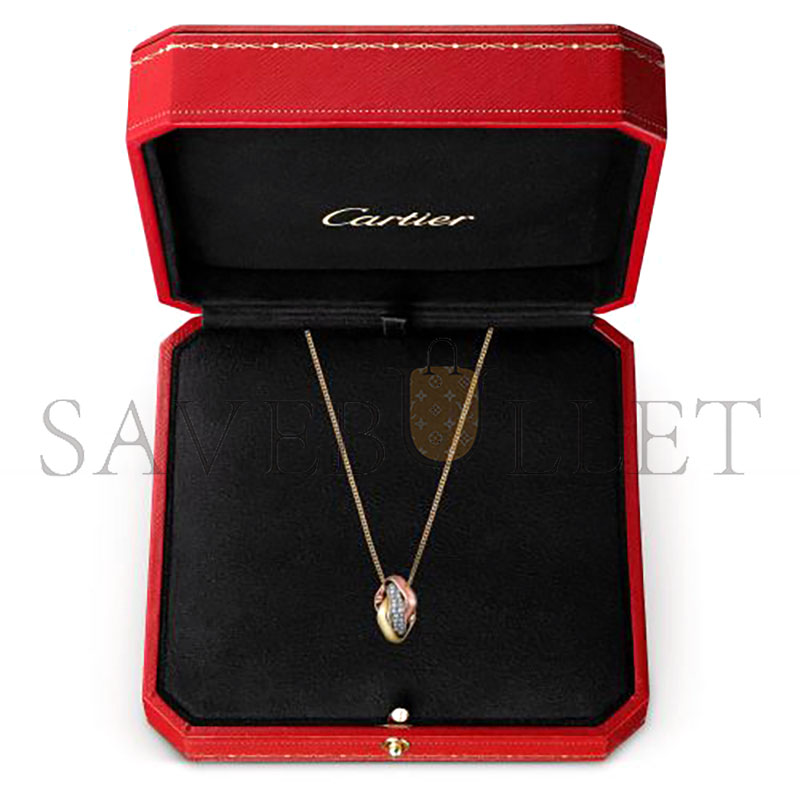 ca*t1er trinity cushion-shaped pendant necklace half-paved with D1am0nds n7424481