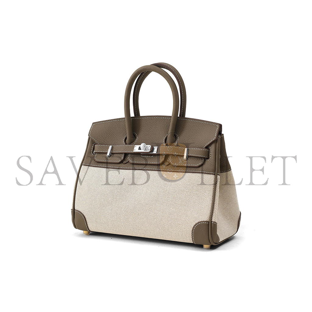 H**mes birkin 35 toile taupe clemence leather bag 30013032 (35*24*18cm)