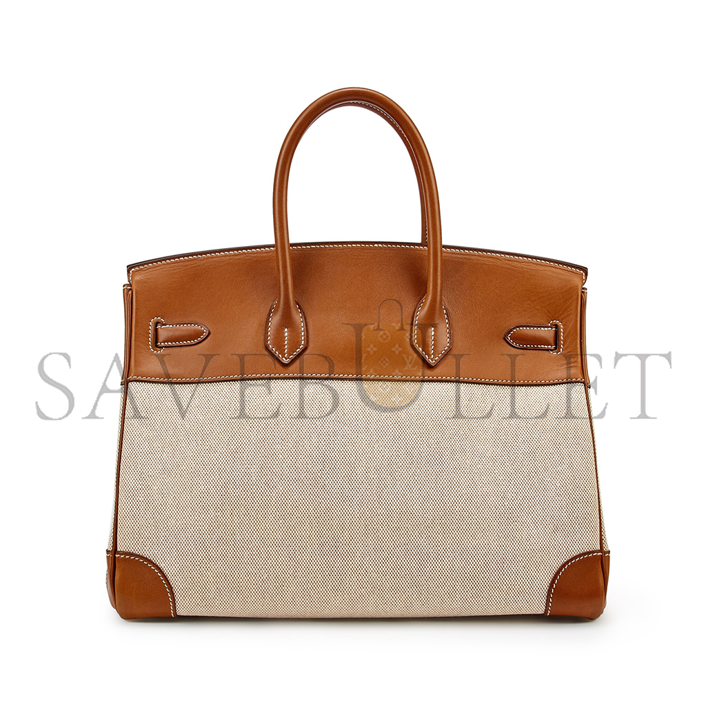 h**mes birkin 35 calico and G01den brown leather bag 8023220073 (35*24*18cm)