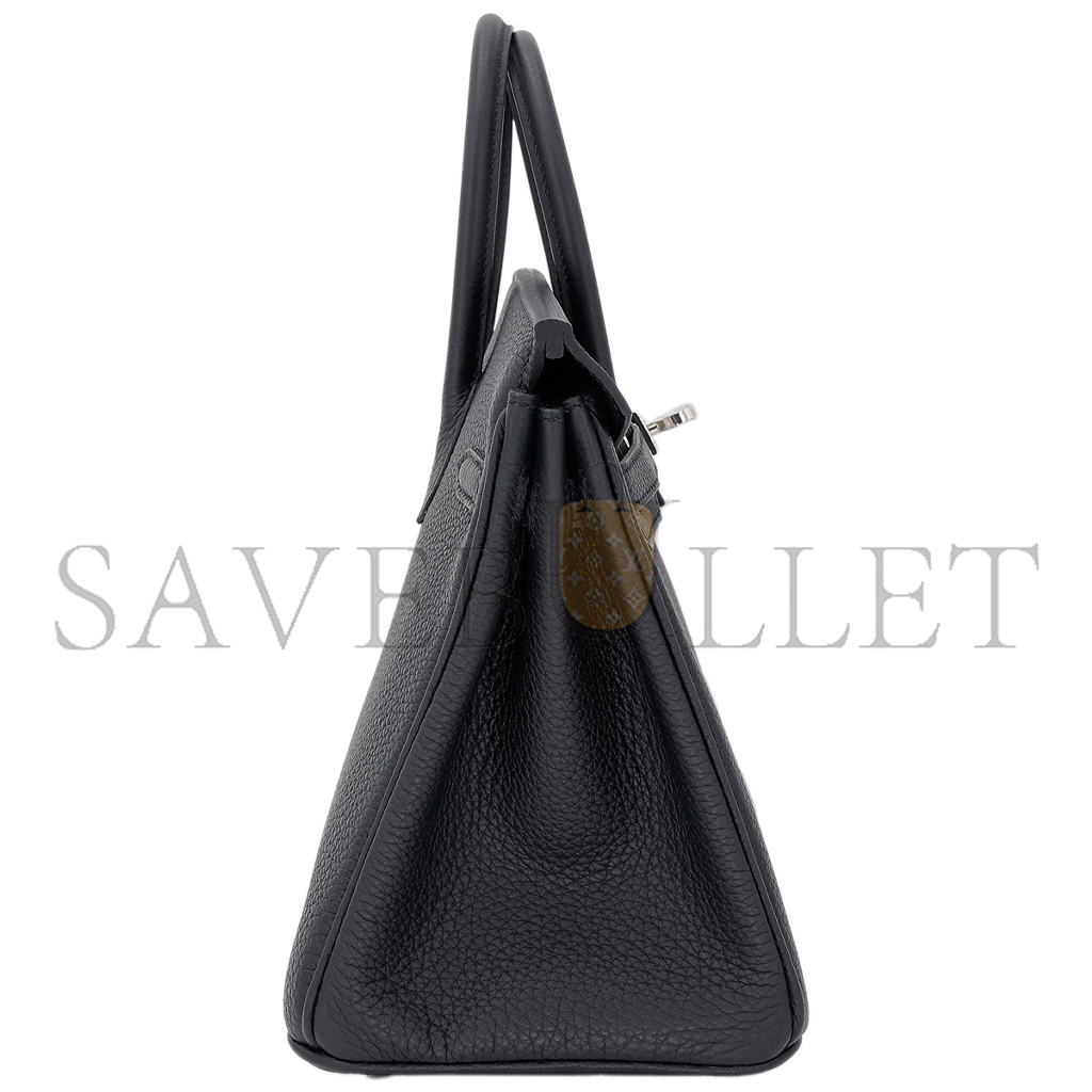 H**mes birkin 25 noir black togo calfskin silver buckle bag 10089040 (25*20*13cm)