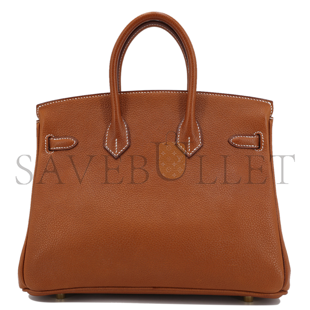 h**mes master birkin 25 saddle leather G01den brown gold buckle bag 9012863189 (25*20*13cm)