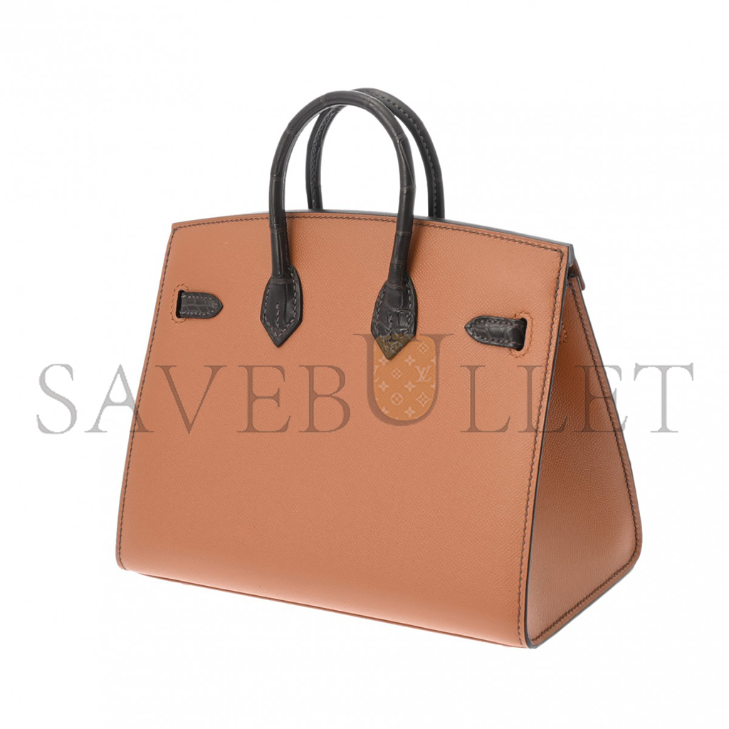 H**mes master birkin 20 burnt brown alligator curtain bag bk20 (20*16*11cm)