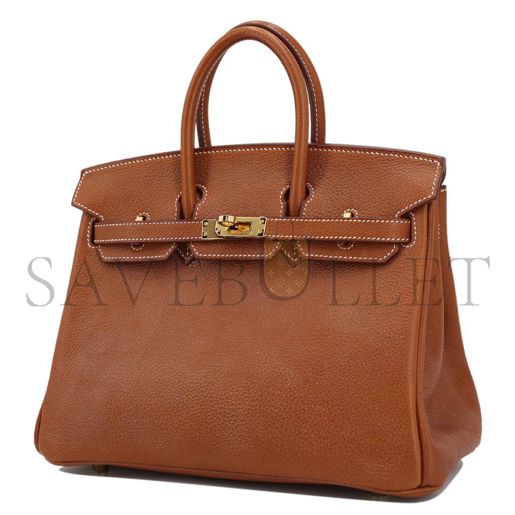 h**mes birkin 25 saddle leather G01den brown gold buckle bag 9012863189 (25*20*13cm)