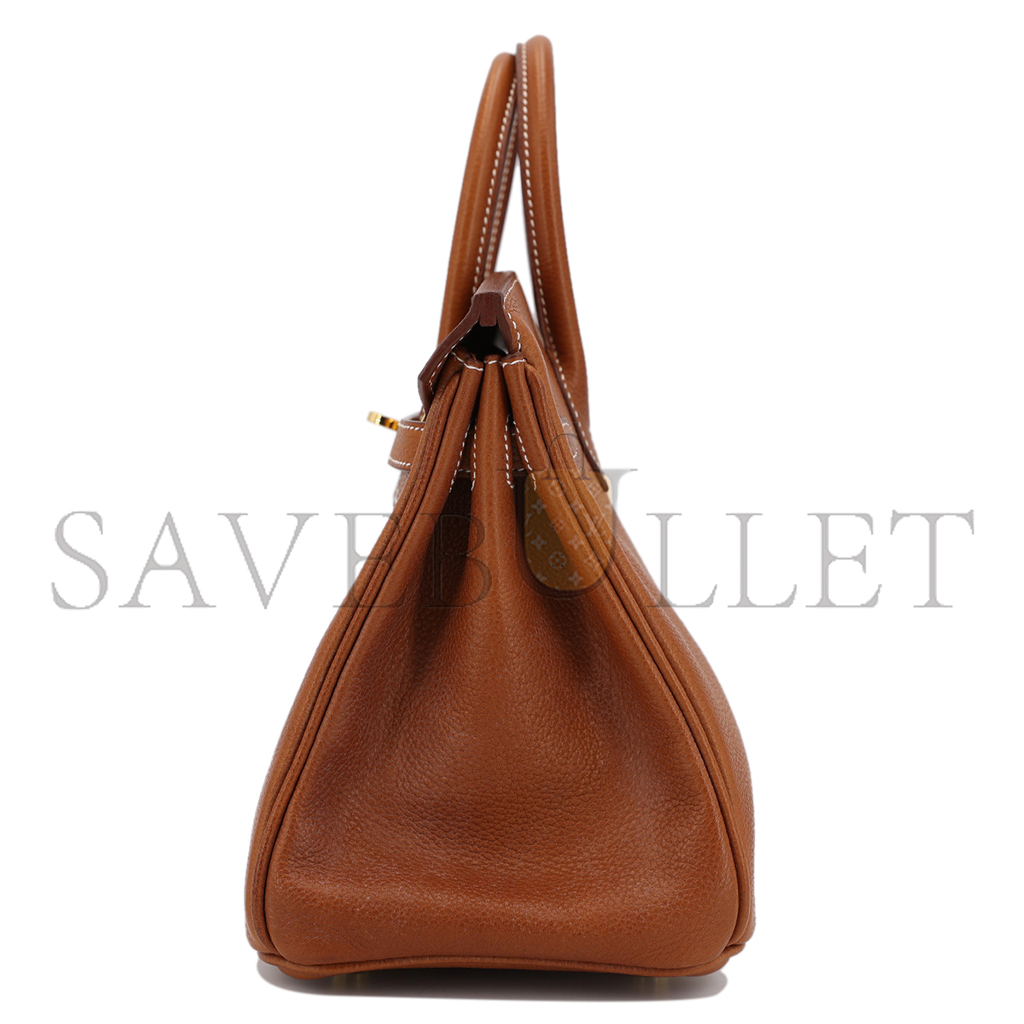 h**mes birkin 25 saddle leather G01den brown gold buckle bag 9012863189 (25*20*13cm)