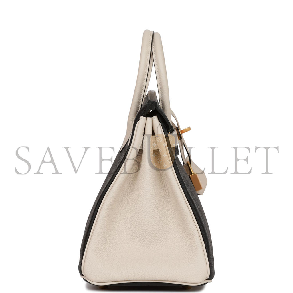 H**mes birkin 25 togo leather black and white panda color matching gold buckle bag 4212717702 (25*20*13cm)