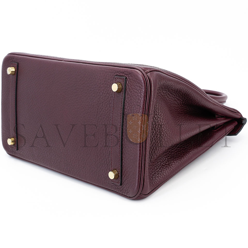 H**mes master birkin 30 togo leather burgundy gold buckle bag 8575895581 (30*22*15cm)