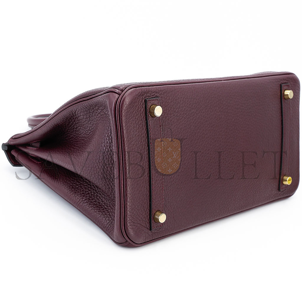 H**mes master birkin 30 togo leather burgundy gold buckle bag 8575895581 (30*22*15cm)