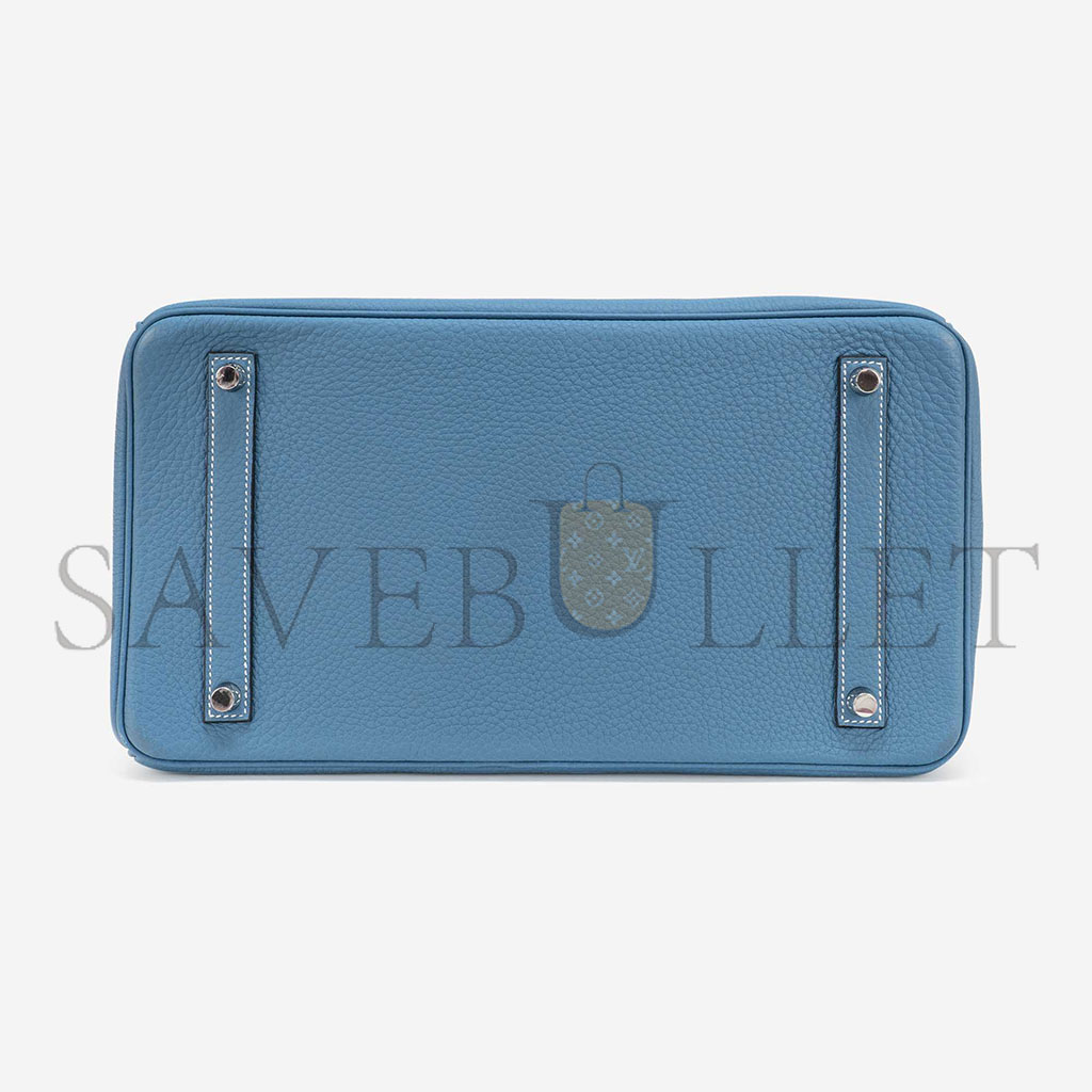 H**mes master birkin 35 togo blue jean silver buckle bag h028369ck75 (35*25*19cm)
