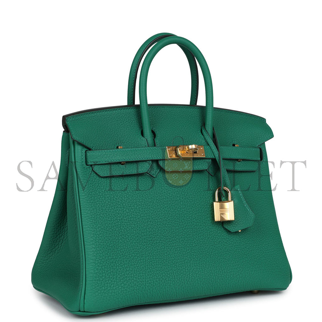H**mes birkin 25 togo leather velvet green gold buckle bag bk30u4epss (25*20*13cm)