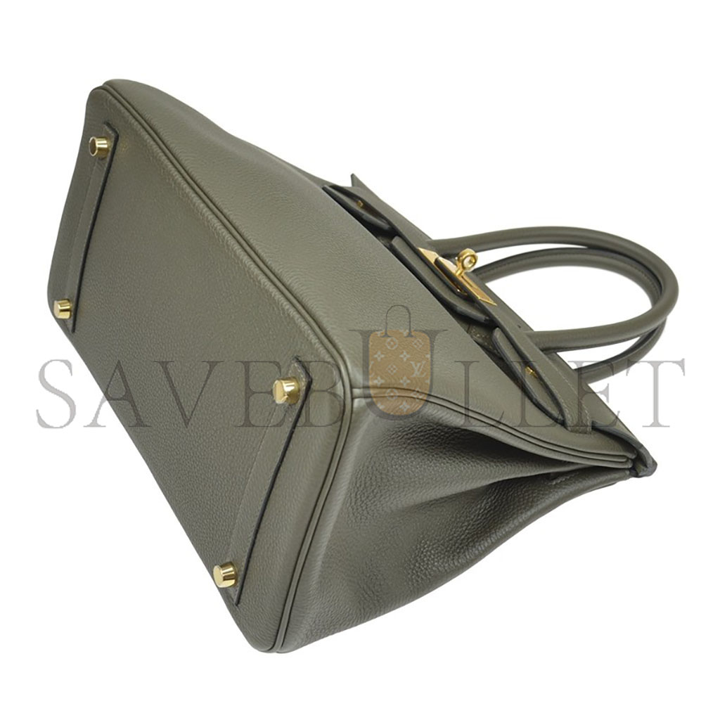 H**mes birkin 30 togo leather almond green gold buckle handbag bk30c6tggp (30*23*15cm)