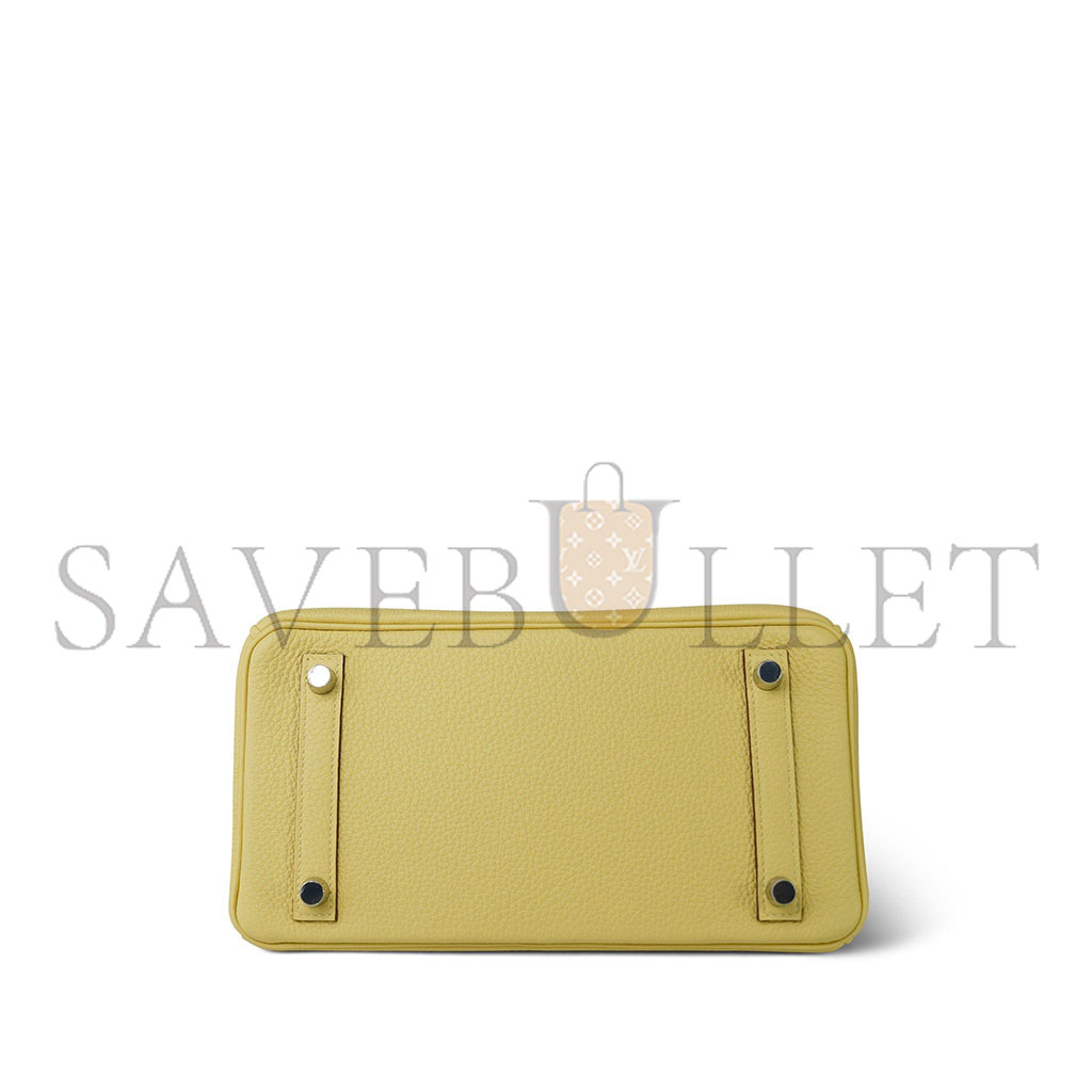 H**mes birkin 25 togo leather lemon yellow silver buckle bag h028369ck1z (25*20*13cm)