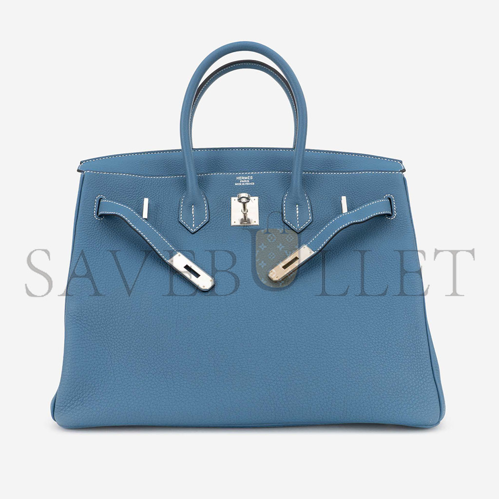 H**mes birkin 35 togo blue jean silver buckle bag h028369ck75 (35*25*19cm)