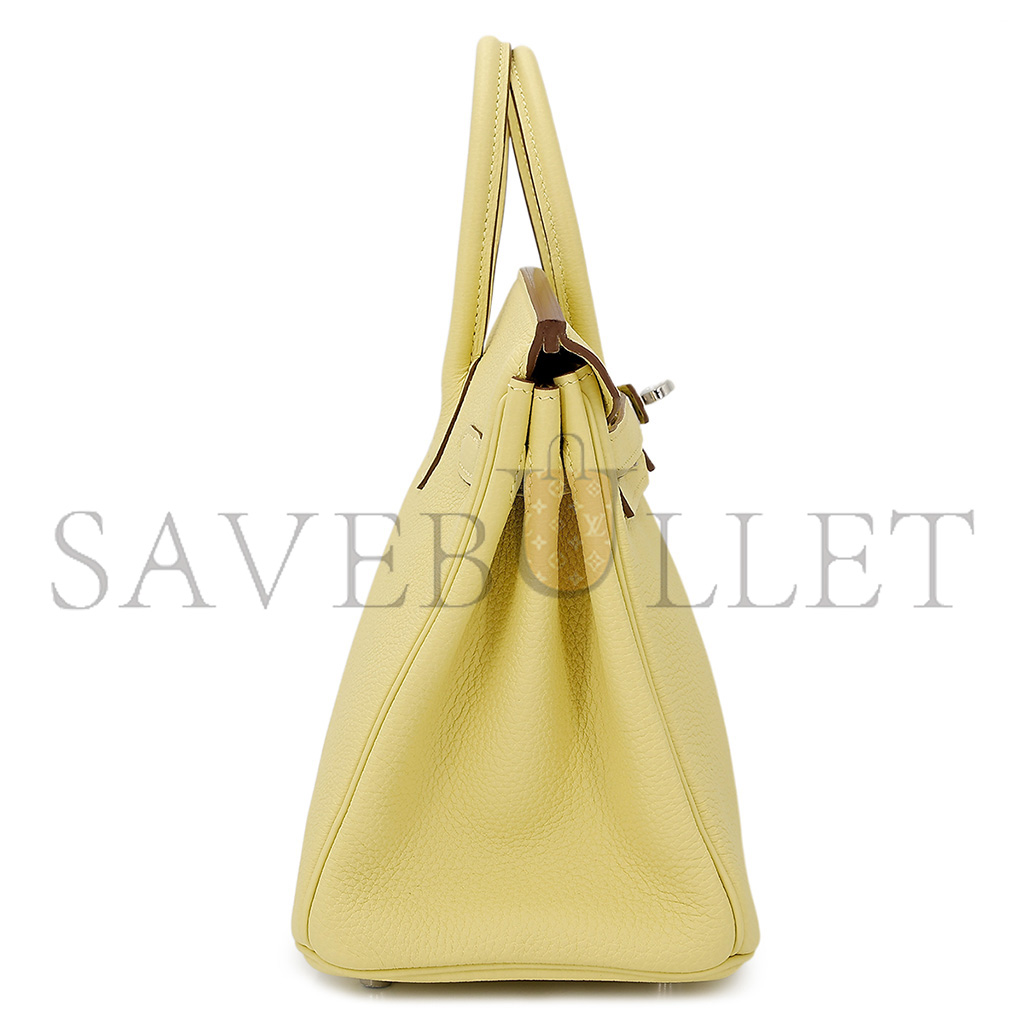H**mes master birkin 30 togo leather lemon yellow silver buckle bag 1271660027 (30*23*15cm)