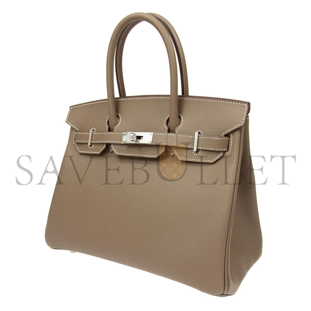 H**mes master birkin 30 togo leather elephant grey silver buckle bag bk3018epss (25*20*13cm)