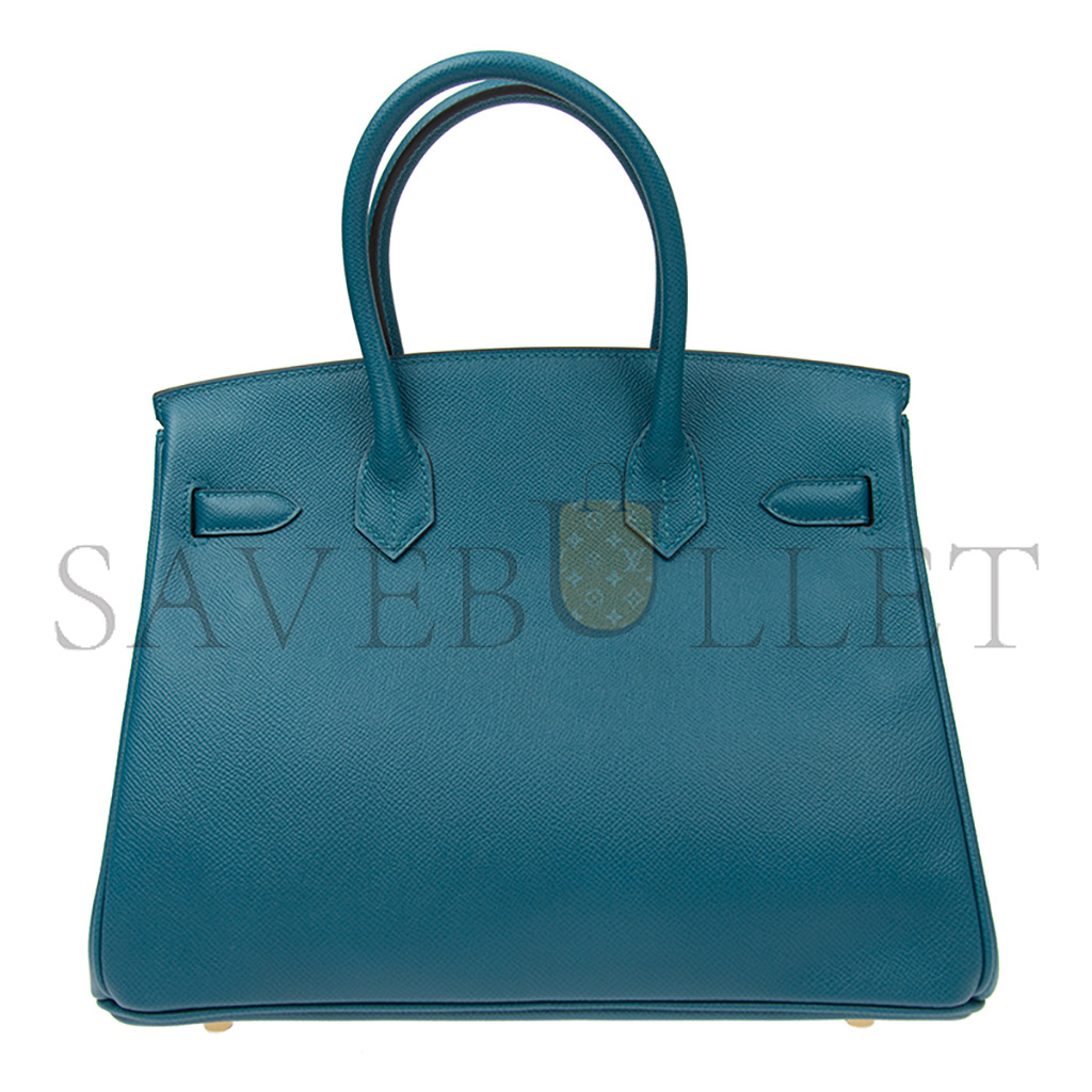h**mes birkin 30 togo leather N0*Hern blue gold buckle bag h028369ccp3 (30*23*15cm)
