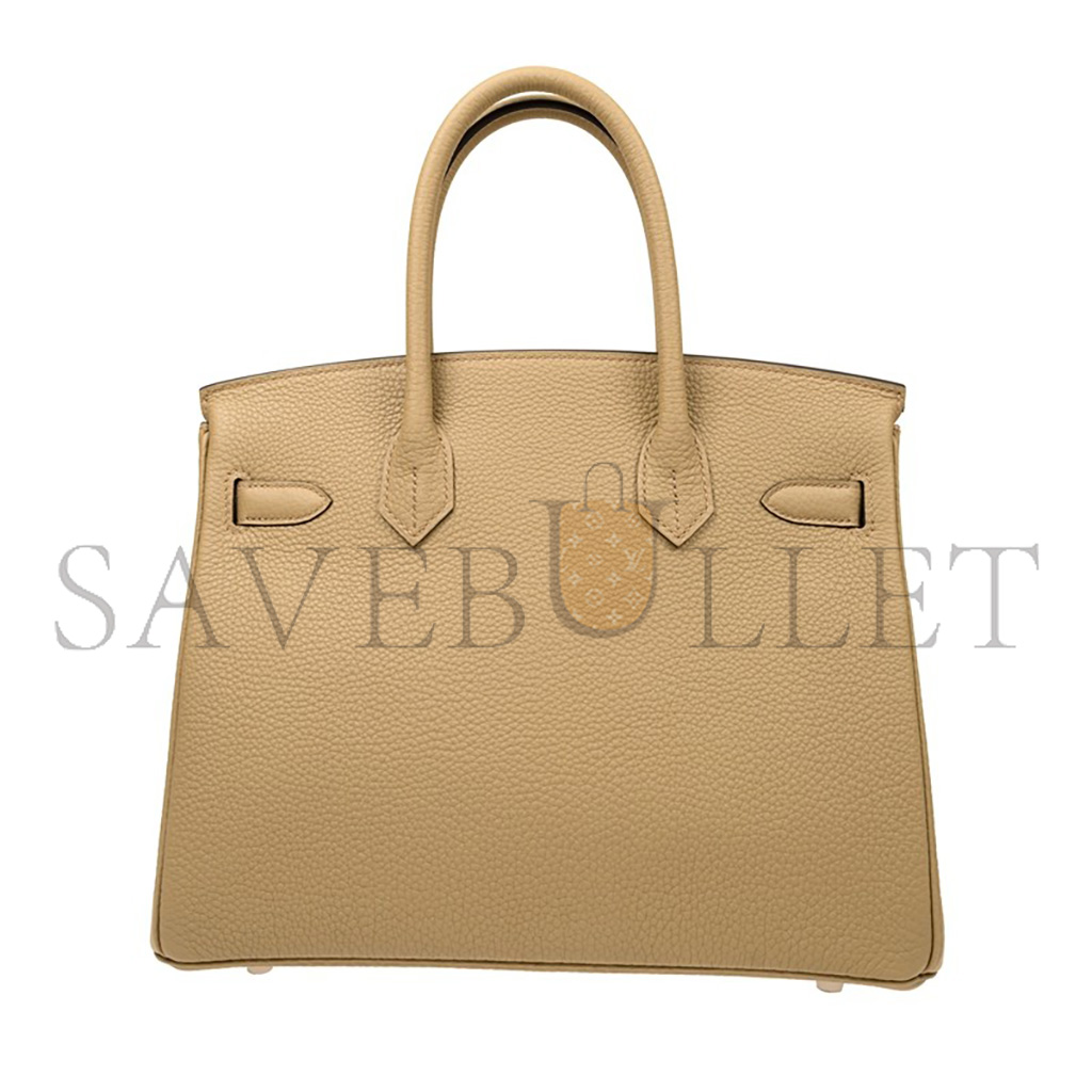 H**mes birkin 30 togo leather milk tea color silver buckle bag bk308qtgss (30*23*15cm)