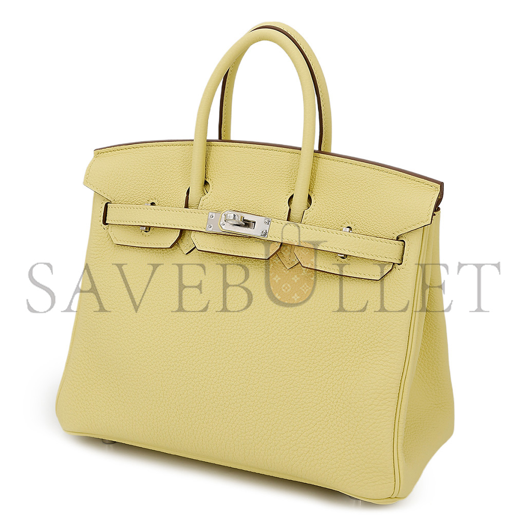 H**mes birkin 30 togo leather lemon yellow silver buckle bag 1271660027 (30*23*15cm)