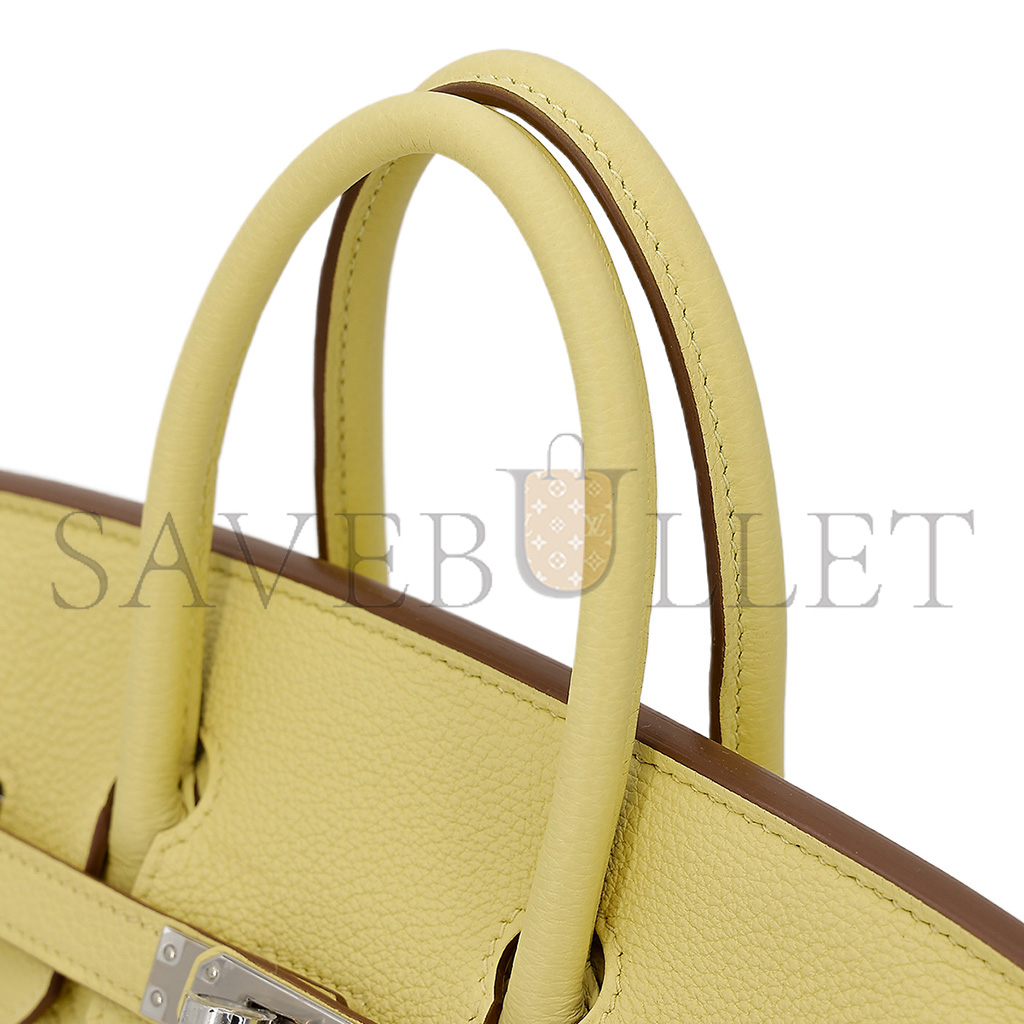 H**mes birkin 30 togo leather lemon yellow silver buckle bag 1271660027 (30*23*15cm)