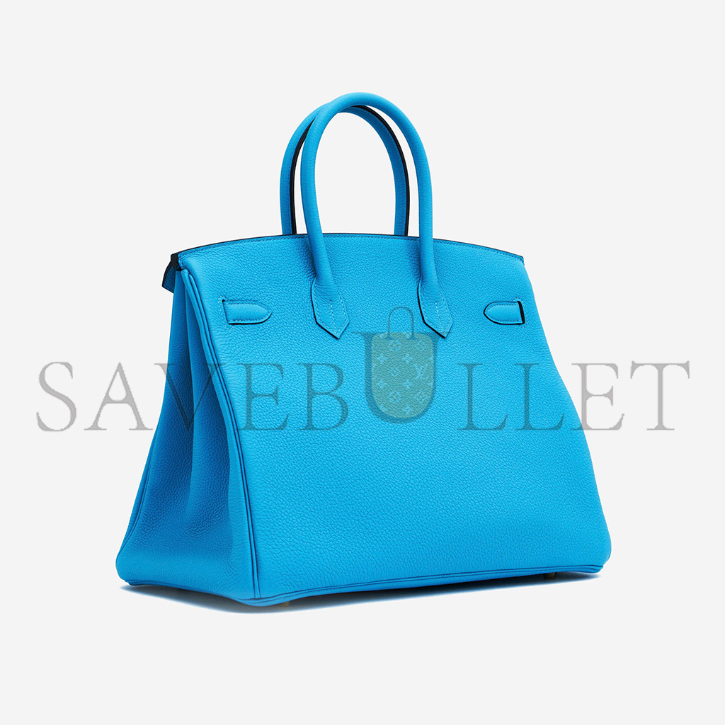 H**mes birkin 25 togo leather blue gold buckle bag msbk2300910 (25*20*13cm)
