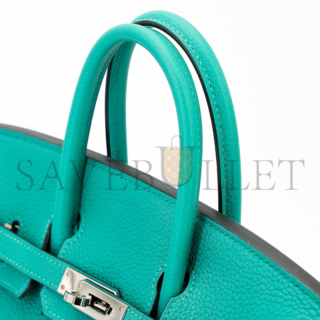H**mes birkin 25 togo leather peacock blue silver buckle 1720000492 (25*20*13cm)