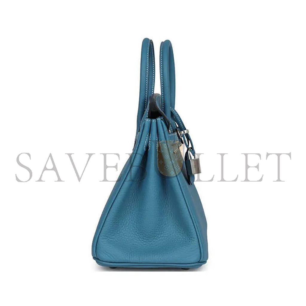 H**mes birkin 30 togo leather duck blue silver buckle 1015671846 (30*23*15cm)