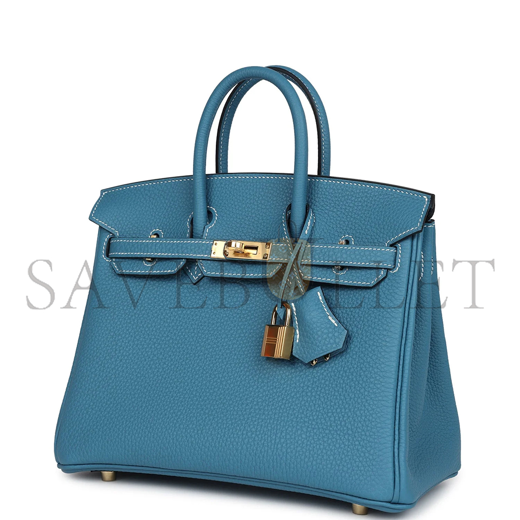 H**mes birkin 25 blue jean togo gold hardware 265379 (25*20*13cm)