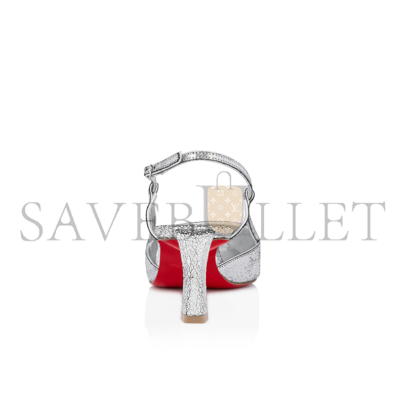 Ch**an louboutin condoroline 55 mm sling back pumps-manoir laminated calf leather-silver-women 1250280s211