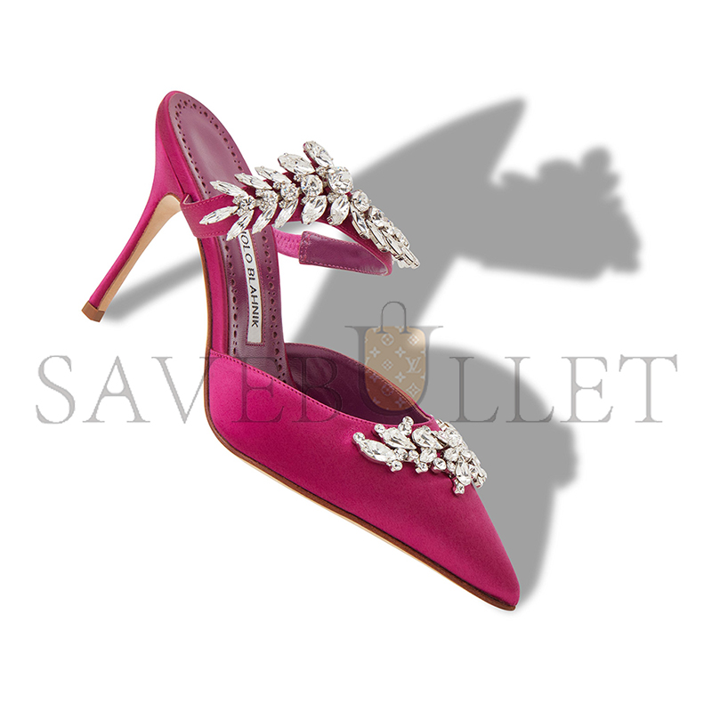 man010 B1ahn*k lurumus fuchsia satin crystal embellished mules 9xx-0362-0030