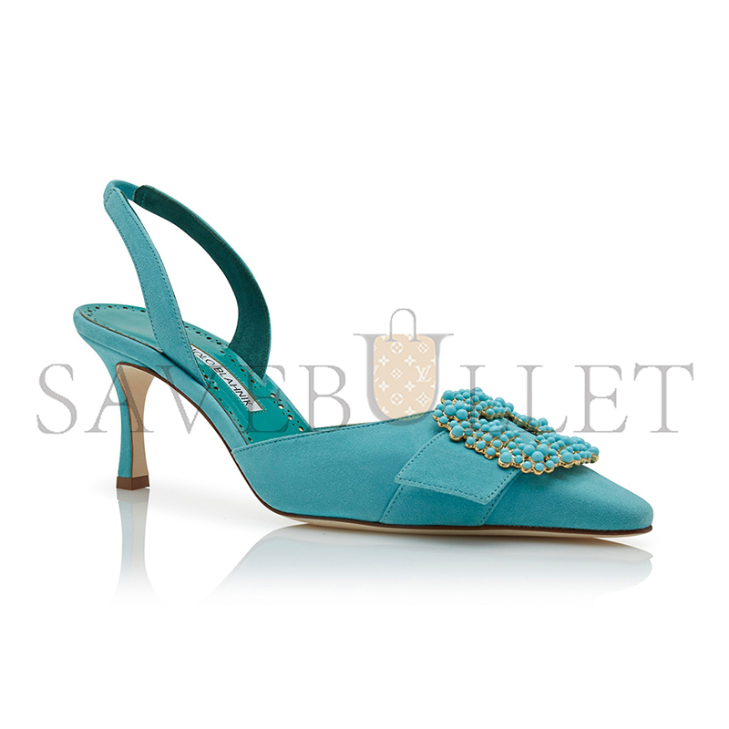 man010 B1ahn*k gibslius light blue suede pearl buckle slingback pumps 125-2897-0003