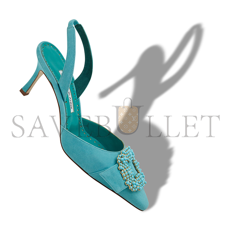 man010 B1ahn*k gibslius light blue suede pearl buckle slingback pumps 125-2897-0003