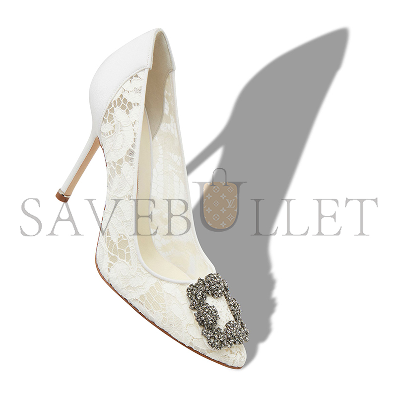 man010 B1ahn*k hangisi lace light cream lace jewel buckle pumps 9xx-0698-0012