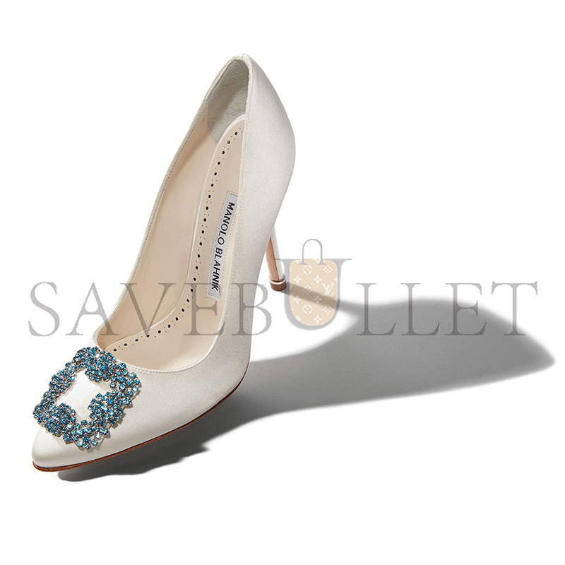 man010 B1ahn*k hangisi bride white satin jewel buckle pumps 9xx-0002-0002