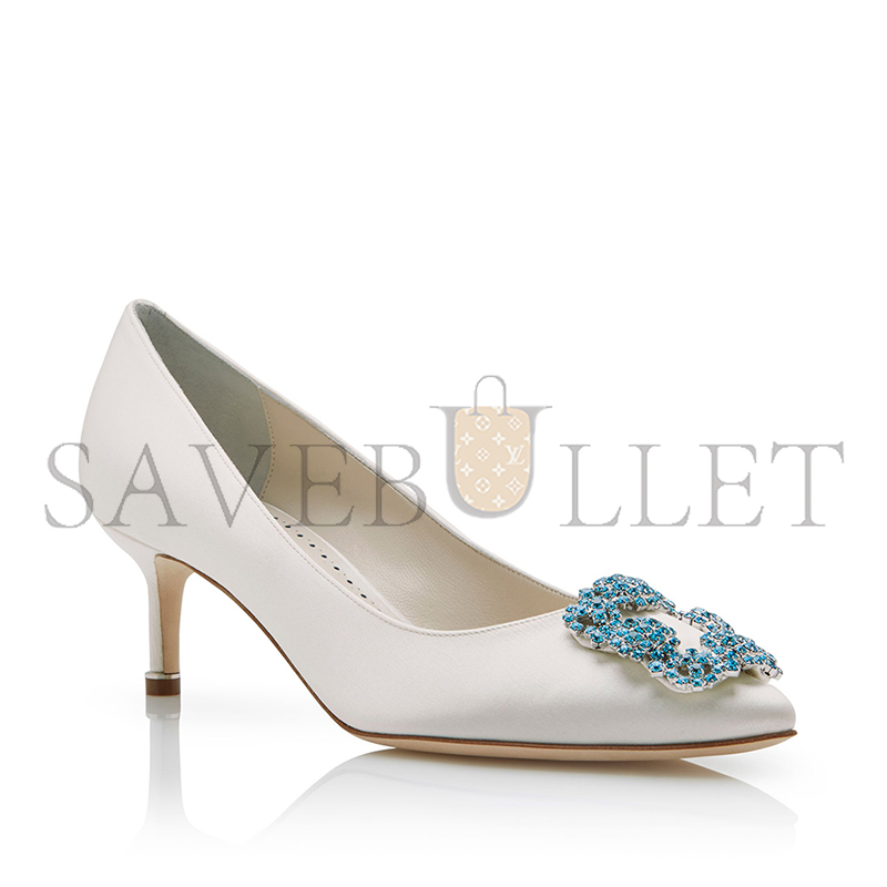 man010 B1ahn*k hangisi bride 50 white satin jewel buckle pumps 9xx-0001-0002