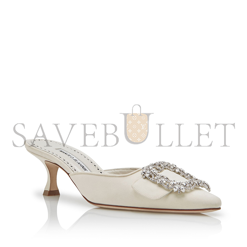 man010 B1ahn*k maysale bridal cream crepe de chine jewel buckle mules 118-0115-0001