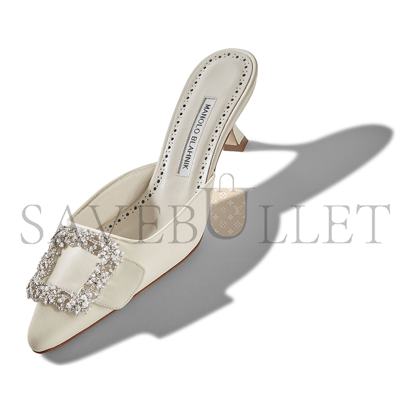 man010 B1ahn*k maysale bridal cream crepe de chine jewel buckle mules 118-0115-0001