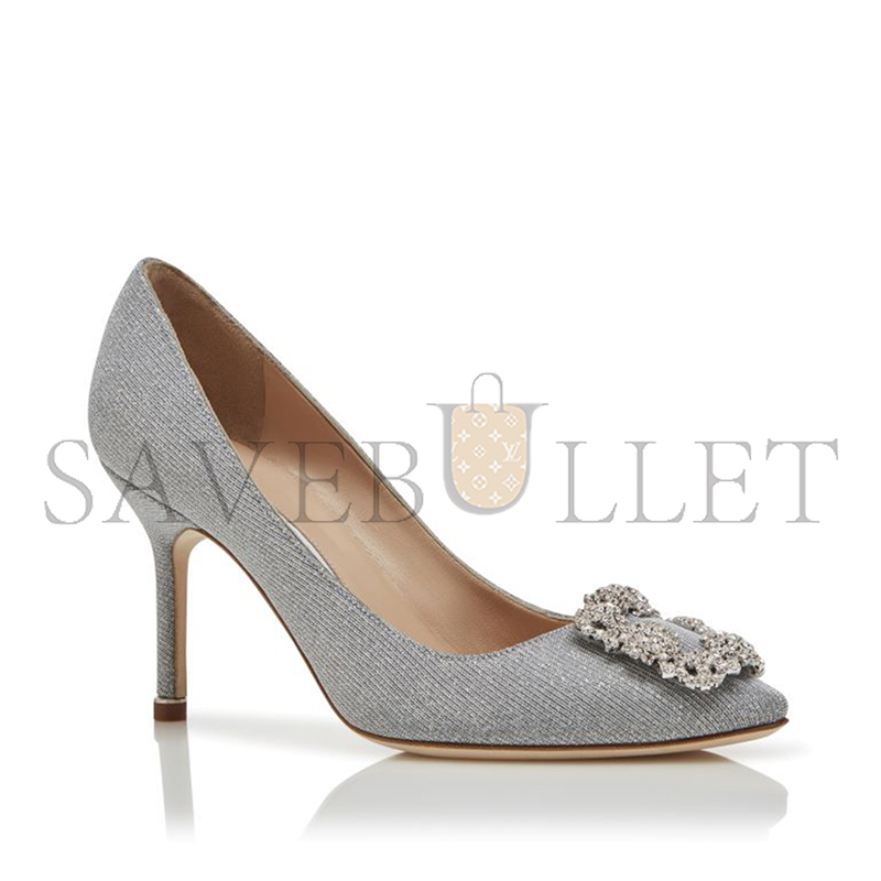 man010 B1ahn*k hangisi glitter 90 silver glitter fabric jewel buckle pumps 9xx-0599-0016