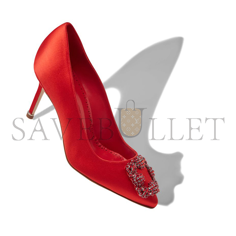 man010 B1ahn*k hangisi red 70 red satin jewel buckle pumps 422-1472-0001