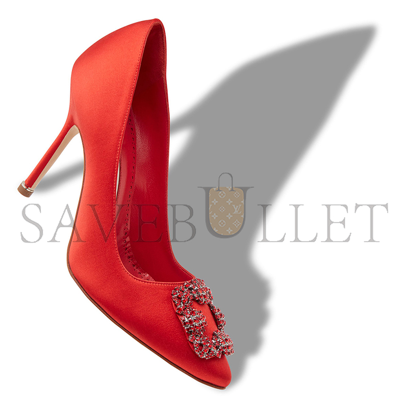 man010 B1ahn*k hangisi red red satin jewel buckle pumps 422-1409-0001