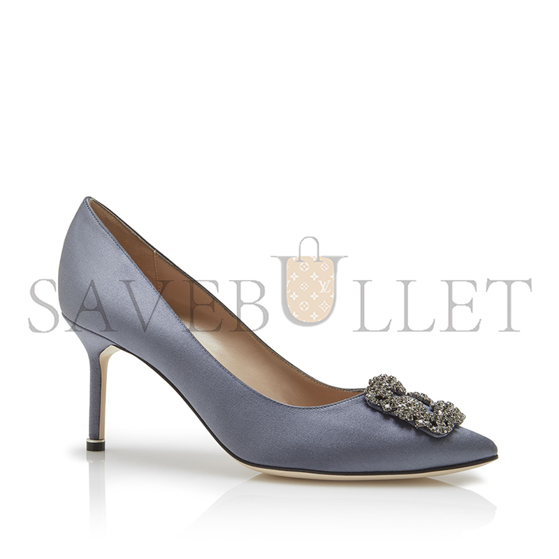 man010 B1ahn*k hangisi 70 blue satin jewel buckle pumps 9xx-0662-0043