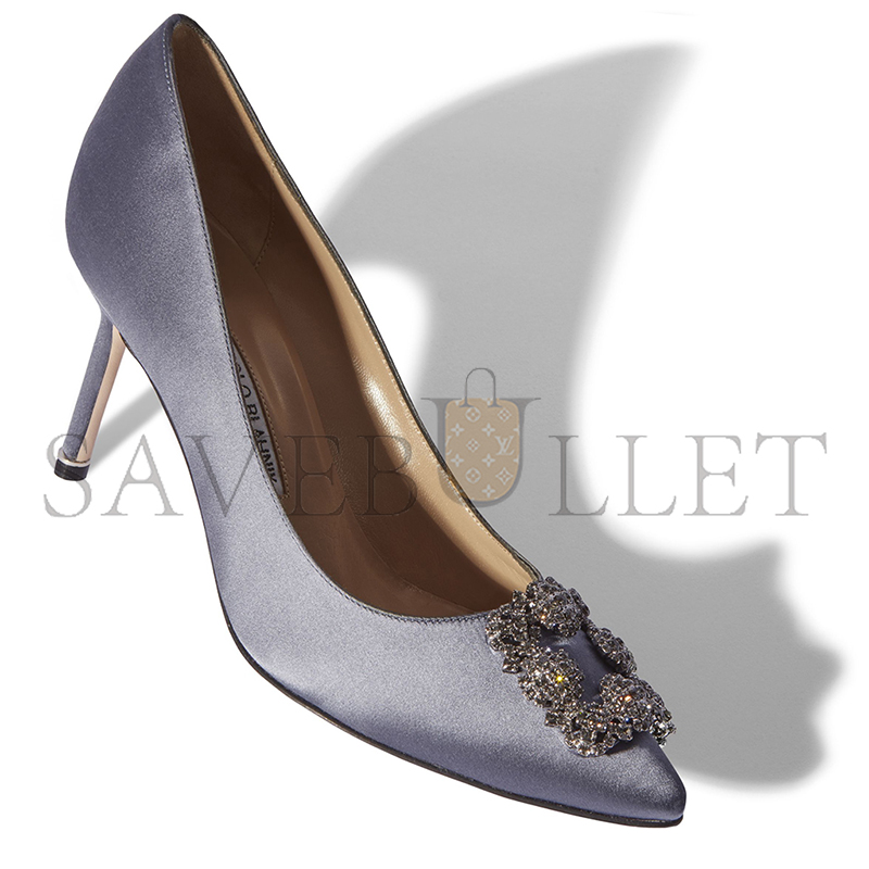 man010 B1ahn*k hangisi 70 blue satin jewel buckle pumps 9xx-0662-0043