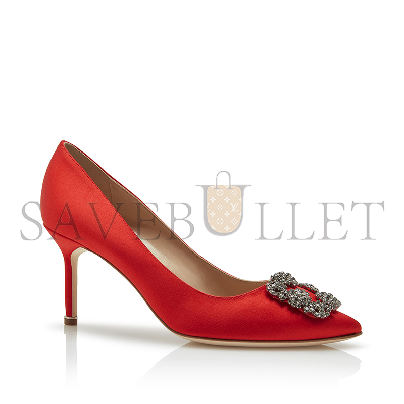 man010 B1ahn*k hangisi 70 red satin jewel buckle pumps 9xx-0662-0033