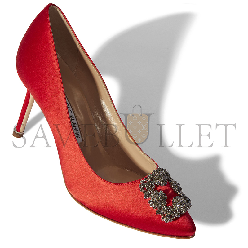 man010 B1ahn*k hangisi 70 red satin jewel buckle pumps 9xx-0662-0033