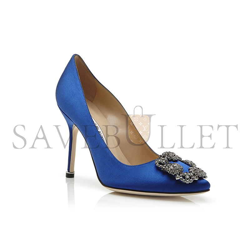 man010 B1ahn*k hangisi blue satin jewel buckle pumps 9xx-0664-0049