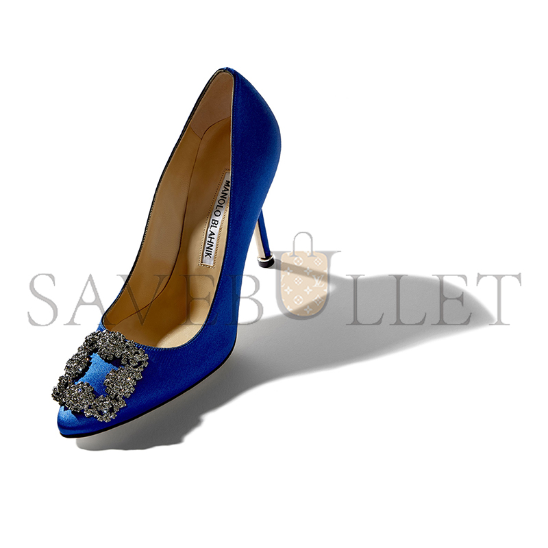 man010 B1ahn*k hangisi blue satin jewel buckle pumps 9xx-0664-0049