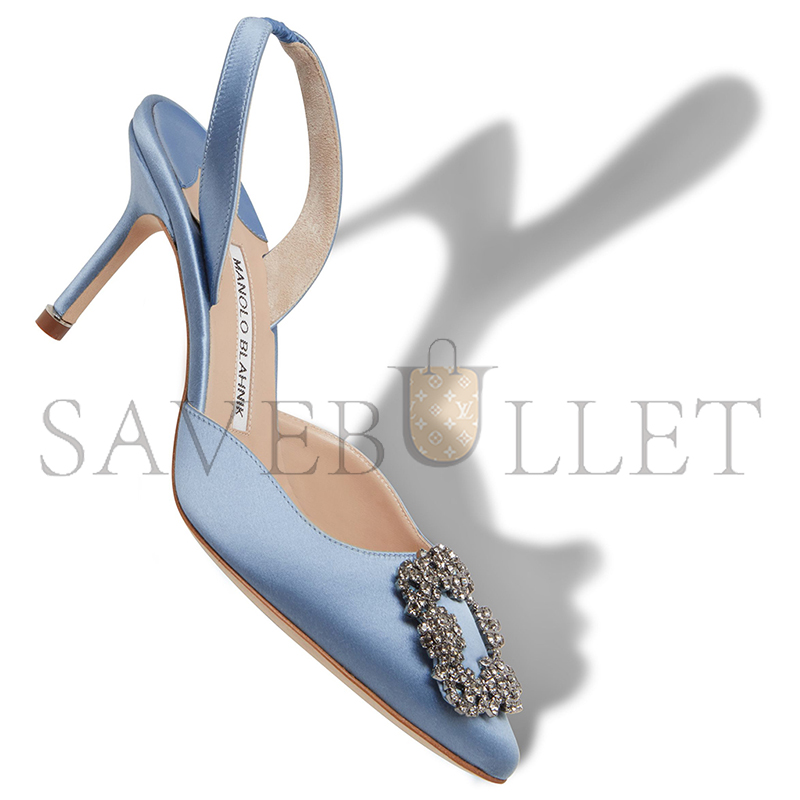 man010 B1ahn*k hangisli light blue satin jewel buckle slingback pumps 419-0473-0014