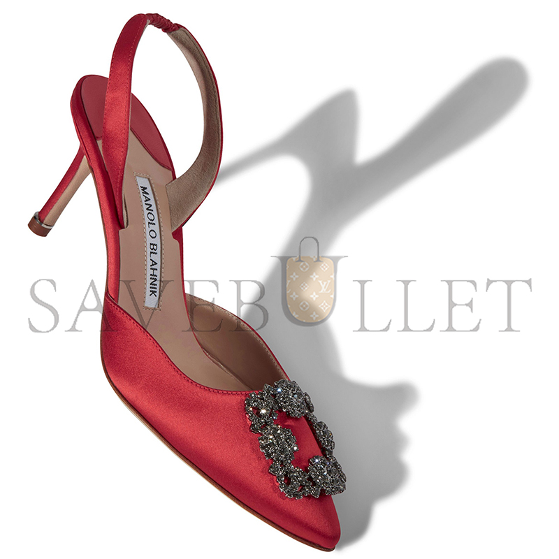 man010 B1ahn*k hangisli red satin jewel buckle slingback pumps 419-0473-0006