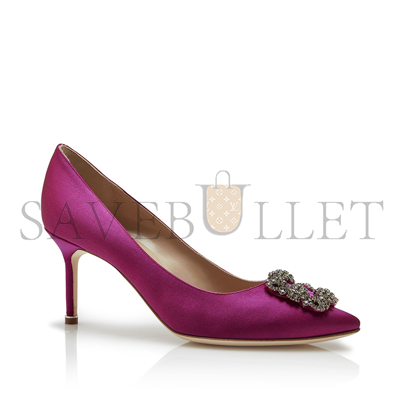man010 B1ahn*k hangisi 70 dark fuchsia satin jewel buckle pumps 9xx-0662-0038