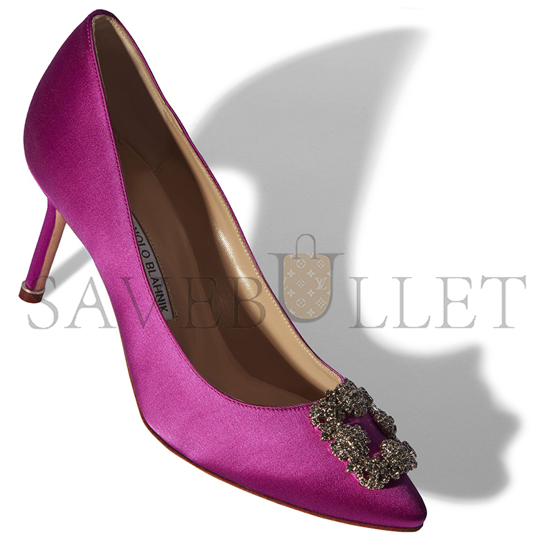 man010 B1ahn*k hangisi 70 dark fuchsia satin jewel buckle pumps 9xx-0662-0038